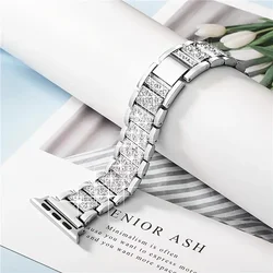 Luxury Diamond Bling Metal Bracelet Strap for 42-44-45-49-S10 46mm (Silver 01)