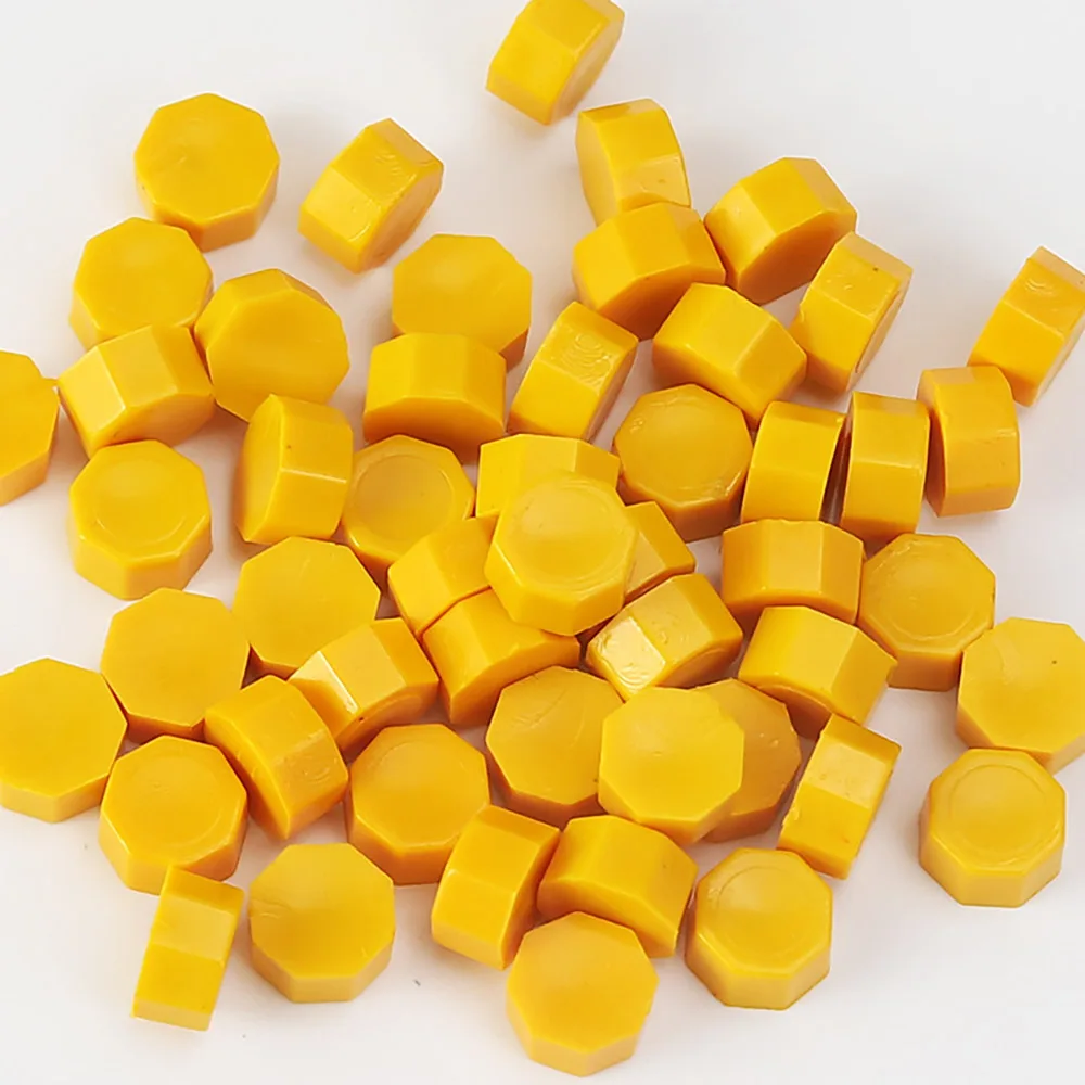 

50 Pcs/pack Yellow Sealing Wax Seal Beads Stamp for DIY Craft Wedding Birthday Invitation Party Ancient Octagon Sealing Wax