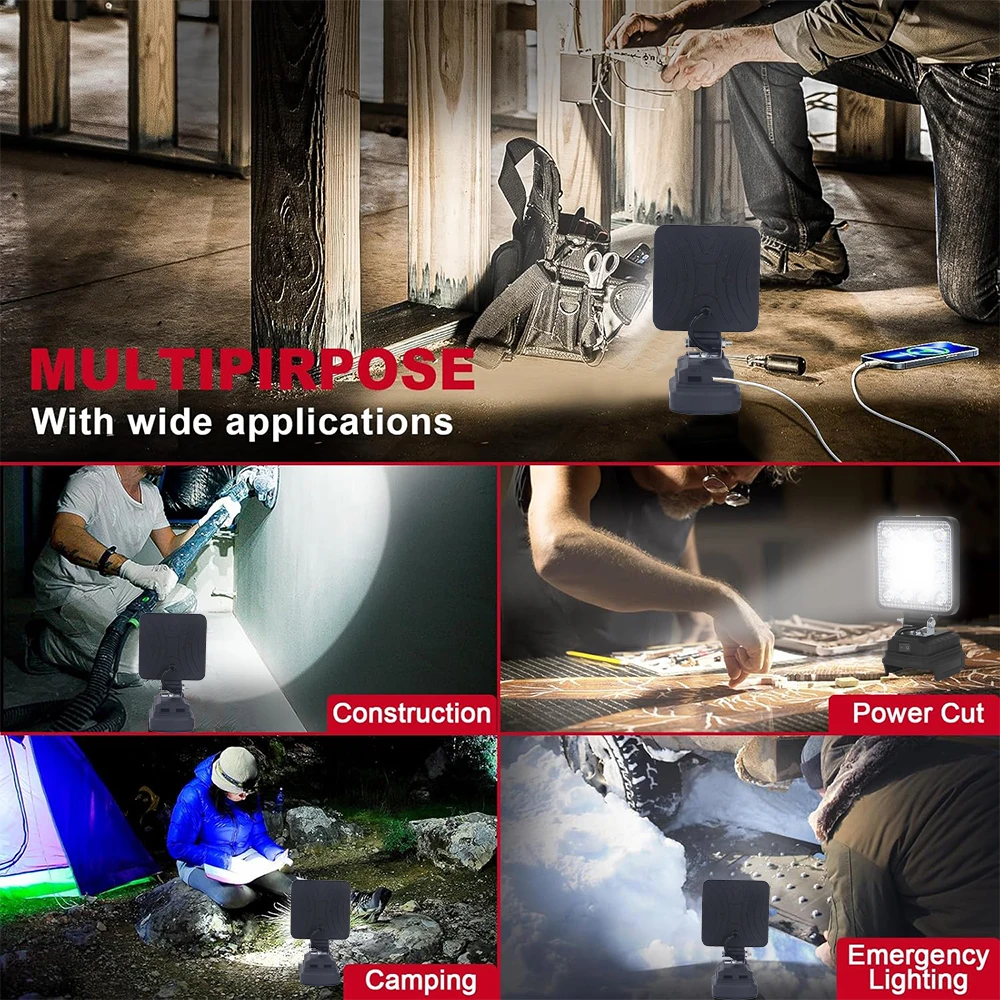 Led Light Fit Milwaukee Battery M18 4In Portable Spotlight Cordless Outdoor Fishing Handheld Emergency Tool Light No Battery