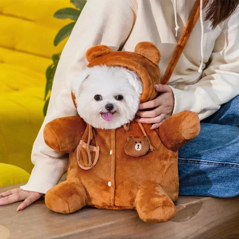Portable Shoulder Bag Dog Bag Cartoon Kawaii Shoulder Winter Outing Warm Windproof Pet Products