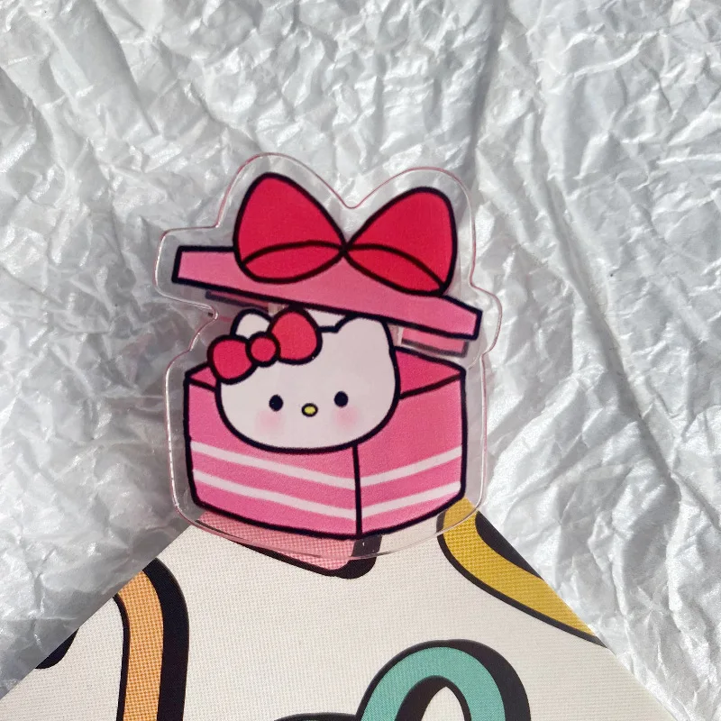 5pcs Kawaii Cartoon Hello Kitty Acrylic Binding Clip Student School File Paper Clip Office Stationery Supplies Binding Storage