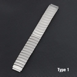 Silver Stainless Steel Stretch Expansion Watch Band Bracelet - Unisex Metal Elastic Strap - 18mm (Type - 1)