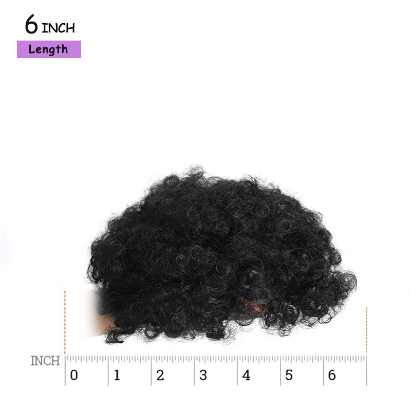 LUPU African fluffy drawstring ponytail suitable for women to synthesize short curly hair African braid wig (black)
