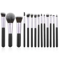 Deluxe 14 - Piece Makeup Brush Set - Ultra Soft Bristles for Flawless Application, Travel - Friendly & Multifunctional Beauty Essentials (Black purple)