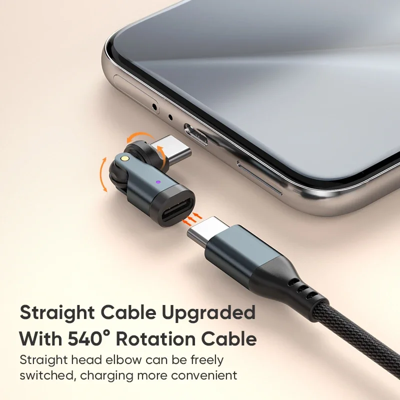 OTG Adapter AUFU 540 Rotation PD240W USB3.1 Usb C to Type C OTG Adapter 5A Fast Charge Cable Converter for iPhone 16 MacBook Samsung Xiaomi