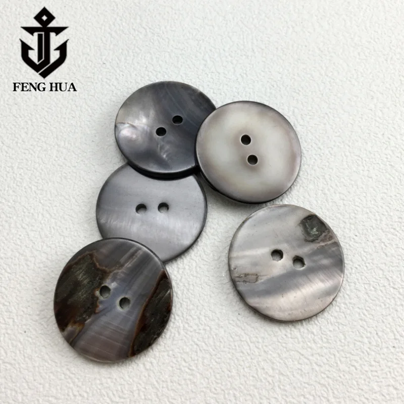 10PC Natural Black Mother of Pearl Shell Grey Round 2-holes Flatback Button DIY Suit Cufflinks Invitation Scrapbook Sewing Decor 3