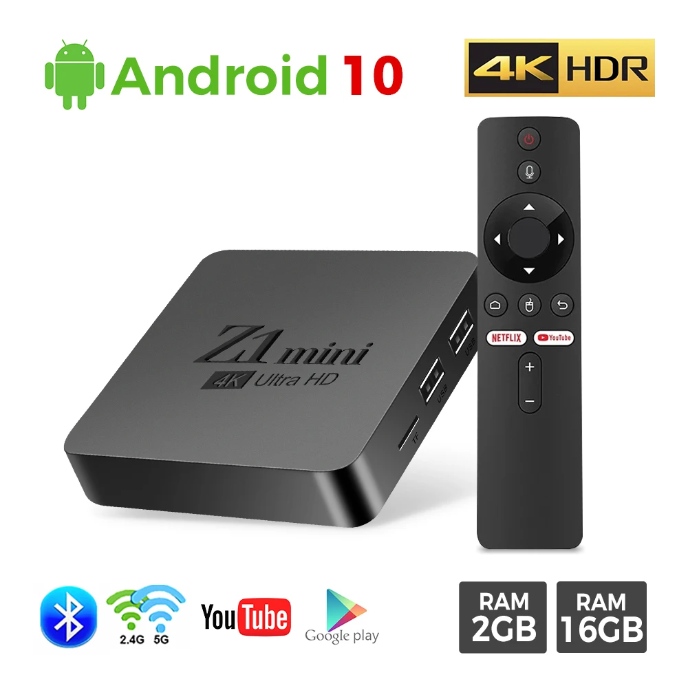 Z1 Plus Atv Android 10 Smart Tv Box Allwinner H313 2Gb 16Gb Dual Wifi Androidtv Bt5.0 4K Hd Set Top Box Lettore Multimediale