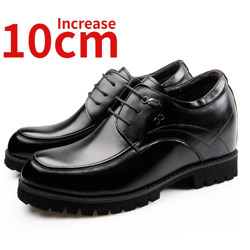 

Men's Dress Shoes Increased 8-10cm Invisible Heightening Shoes Genuine Leather Business Elevated Wedding Formal Derby Shoes Male