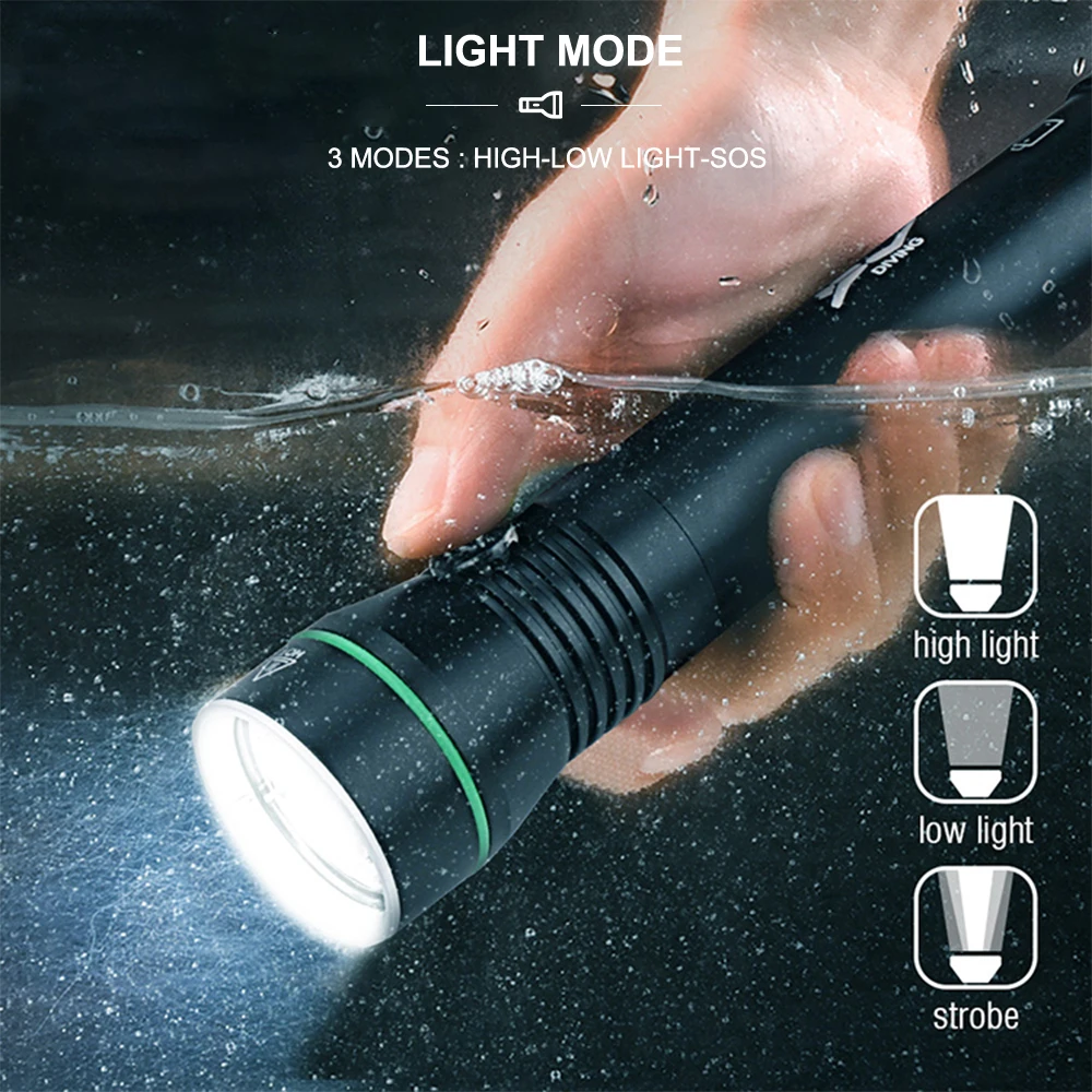 Asafee S4 수중 다이빙 손전등 LED 방수 다이빙 토치 2000 루멘 스피어 낚시 수중 사냥 손전등