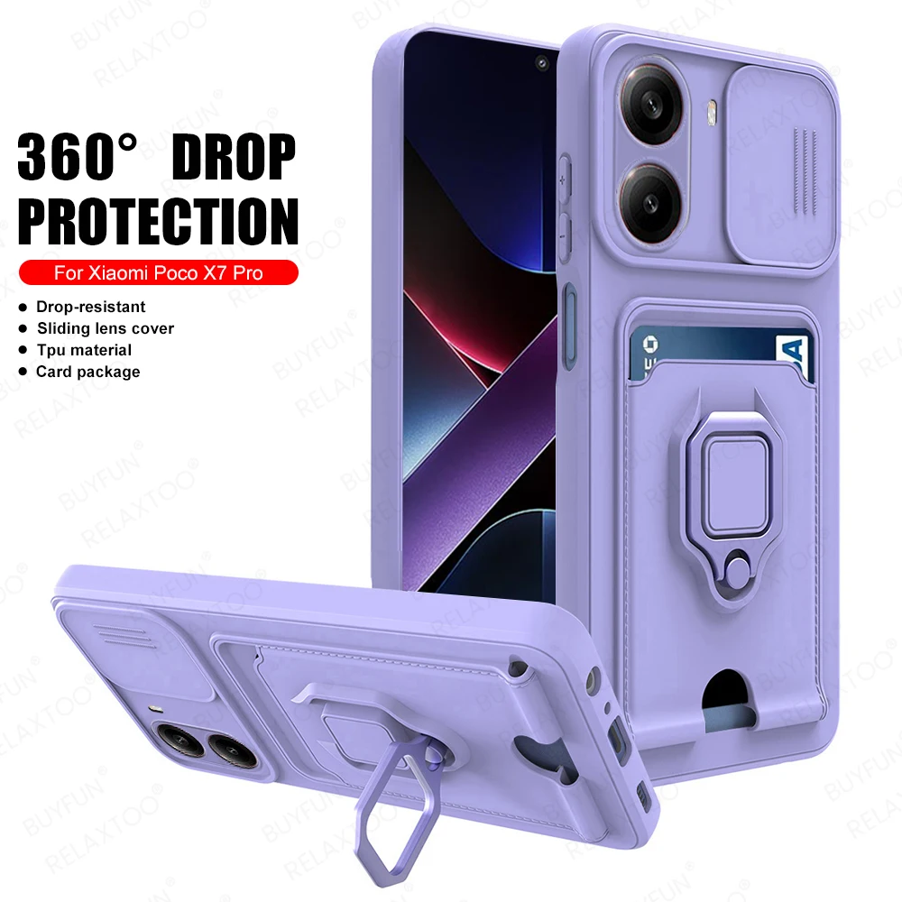 Multifunctional Magnetic Ring Case with Lens Protection and Card Holder