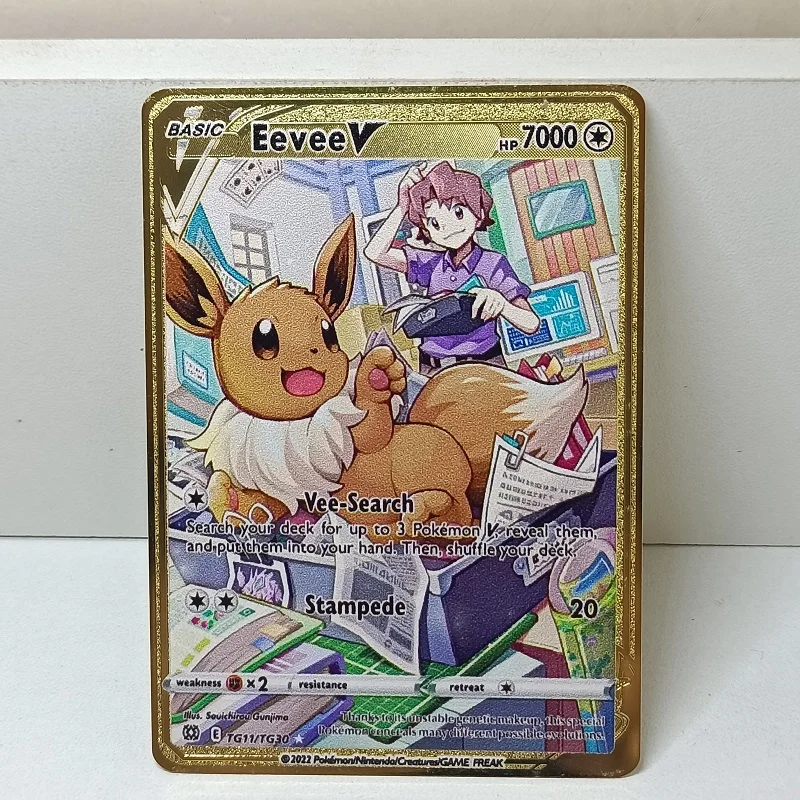 2023 Pokemon Metal Card Letters Pikachu Vmax Charizard Gengar Anime Games Game Collection Golden Card Iron Cards Toys Kids Gifts