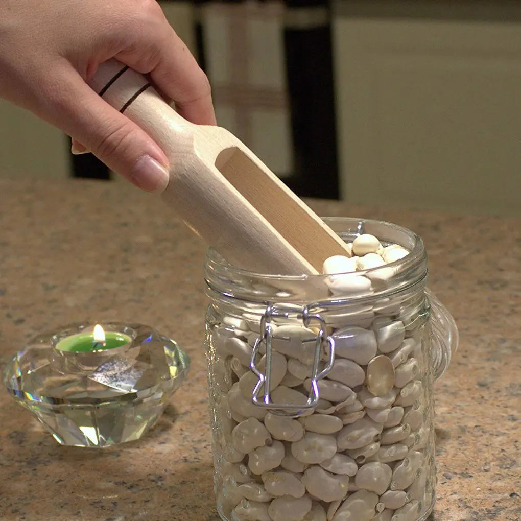 

3PCS Wooden Handle Small Salt Shovel Scoop Teaspoon Ground Milk Coffee Tea Mini Sugar Spoon Powder Scoops Condiment Spoons