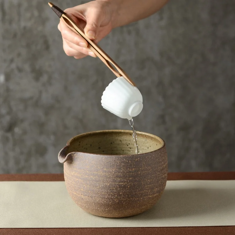 

Sunny Day Stoneware Tea Basin Handmade Water Building Old Rock Clay Japanese Style Water Washing Cup Slag Bucket Water Square Ze