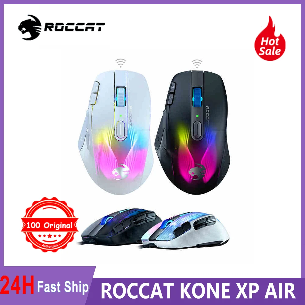 

Оригинальная Беспроводная игровая Bluetooth-мышь для ROCCAT KONE XP Air, 16,8 миллиона 3D геймерских мышей RGB, 19000 DPI, двигатель Owl-Eye 2