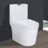 Small One Piece Toilet 23" Depth Modern Compact Short Design with Matte Black Button for Small Tiny Mini Bathroom 12" Rough-in 2