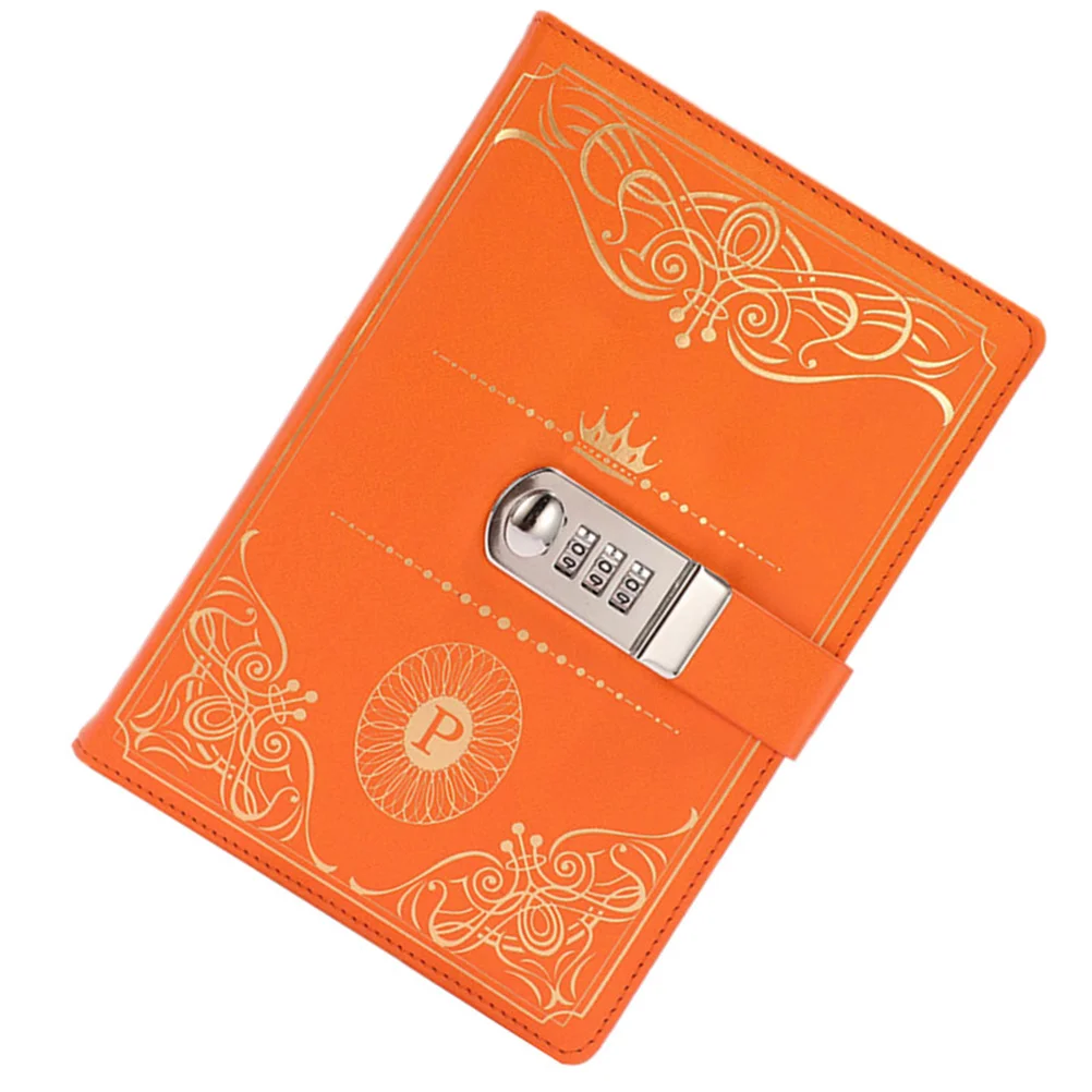 

1PC Vintage Style PU Cover Diary Notebook Journal Notepad with Code Lock (Orange)