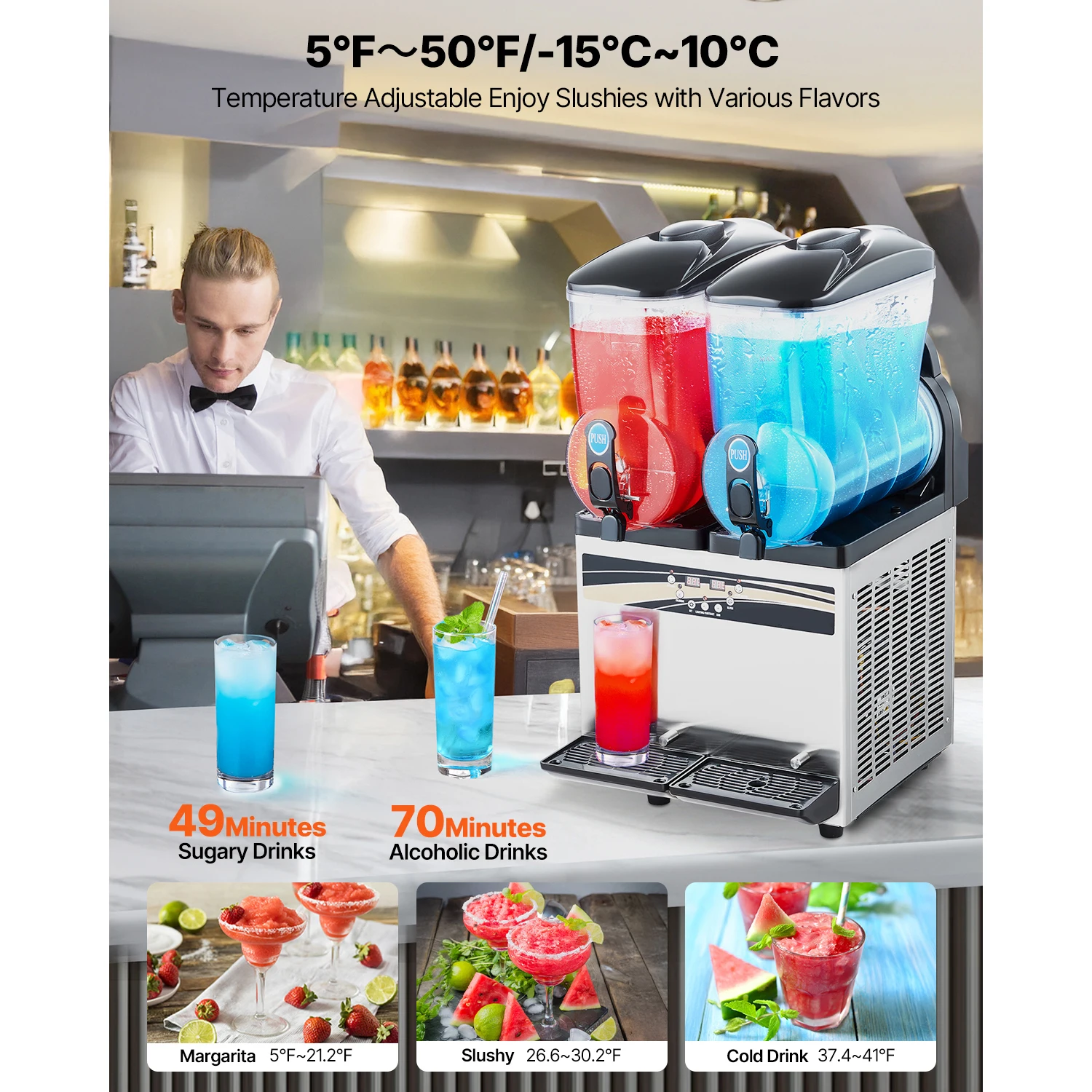 Stainless Steel Commercial Slushy Machine for Frozen Drinks