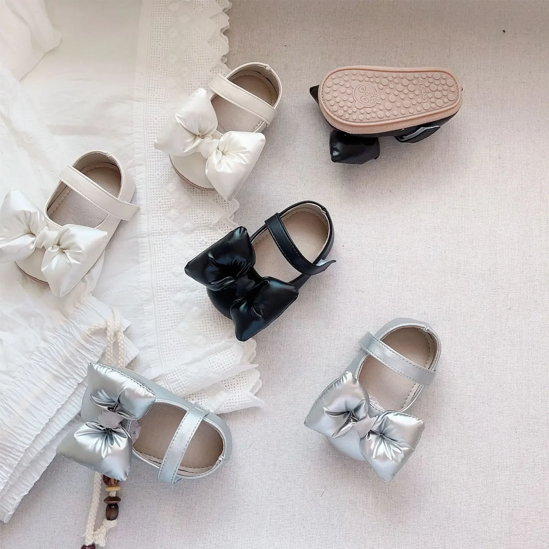 New Toddler Shoes in Autumn Korean Bow Soft Bottom Baby Girl Shoes Surface Anti-slip Baby 4145