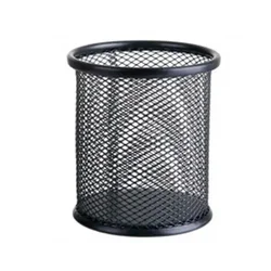 Metal Mesh Pencil Holder - Durable Office Desk Organizer Cup (Black)