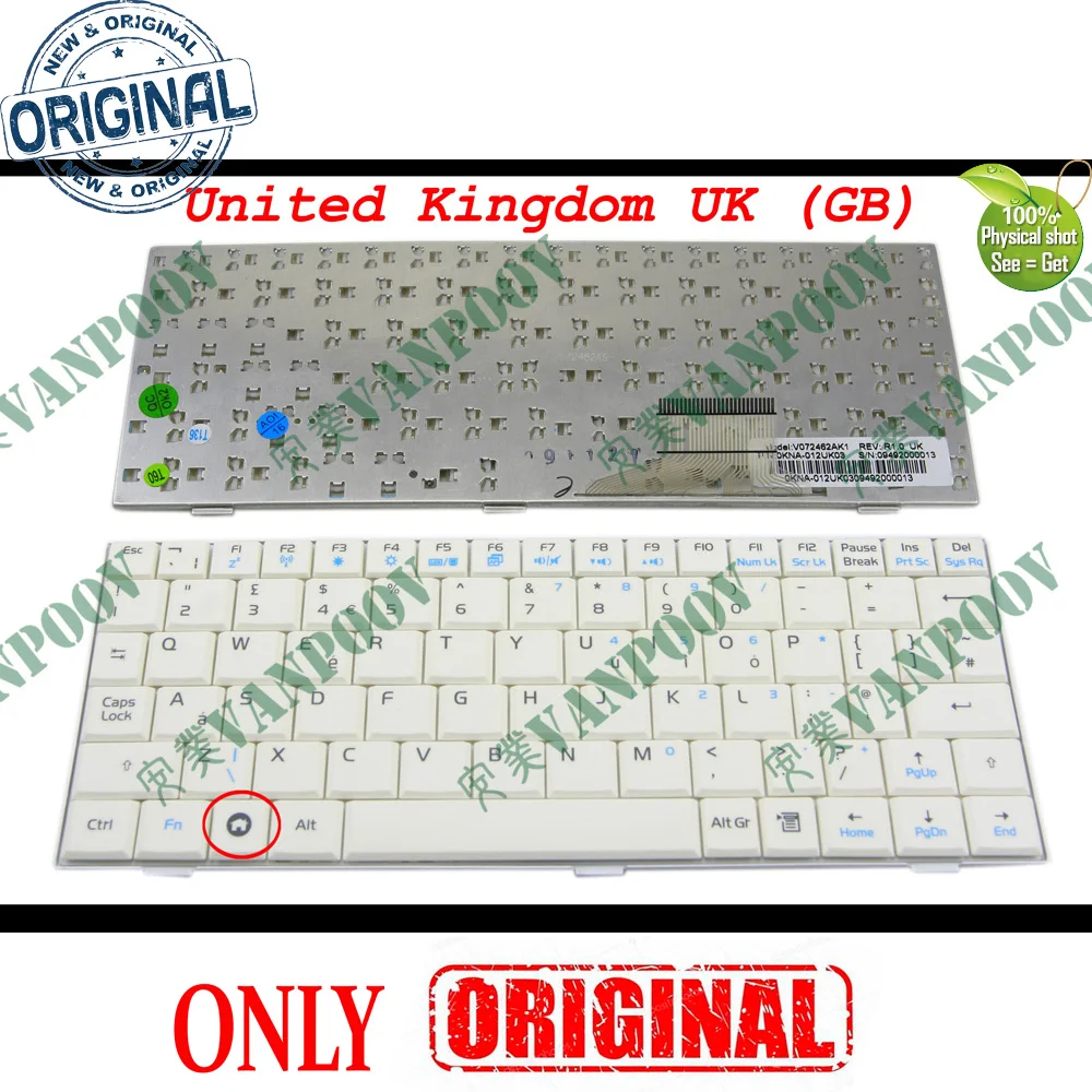 Nuova Tastiera Per Laptop Per Notebook Per Asus Eeepc Eee Pc 700 701 900 901 Bianco Regno Unito Versione Uk-Muslimah