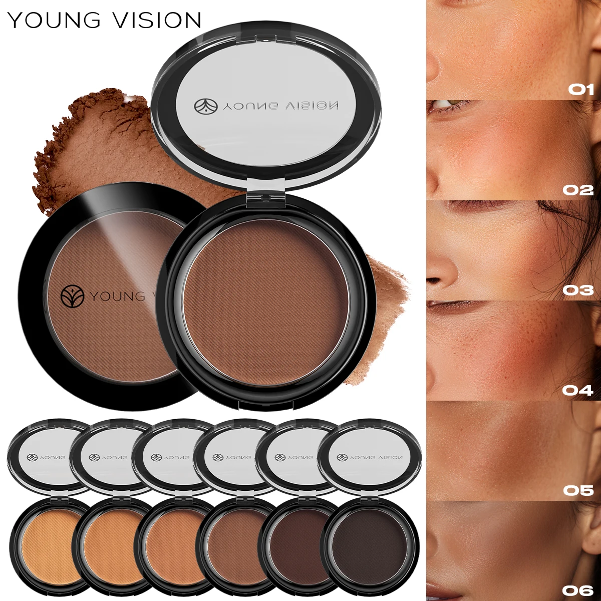 Matte Contour Powder Palette Long-Lasting Bronzer & Highlighter Makeup Kit for 3D Face Shaping