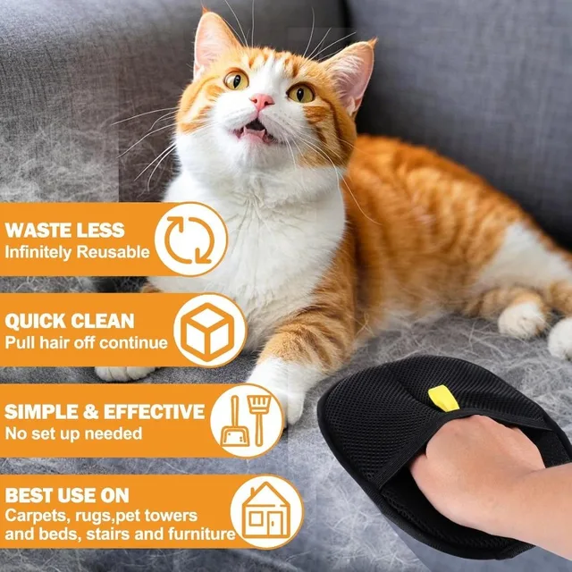 2025Pet Grooming Glove Double Sided Hair Removal Glove for Cats Dogs Bathing Cleaning Carpet Sofa Portable Washable PetAccessory 2
