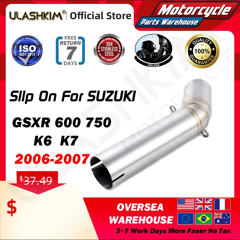 Motorcycle Exhaust Escape For Suzuki GSXR 600 750 K6 K7 2006-2007 Exhaust Muffler Silencer Middle Link Pipe