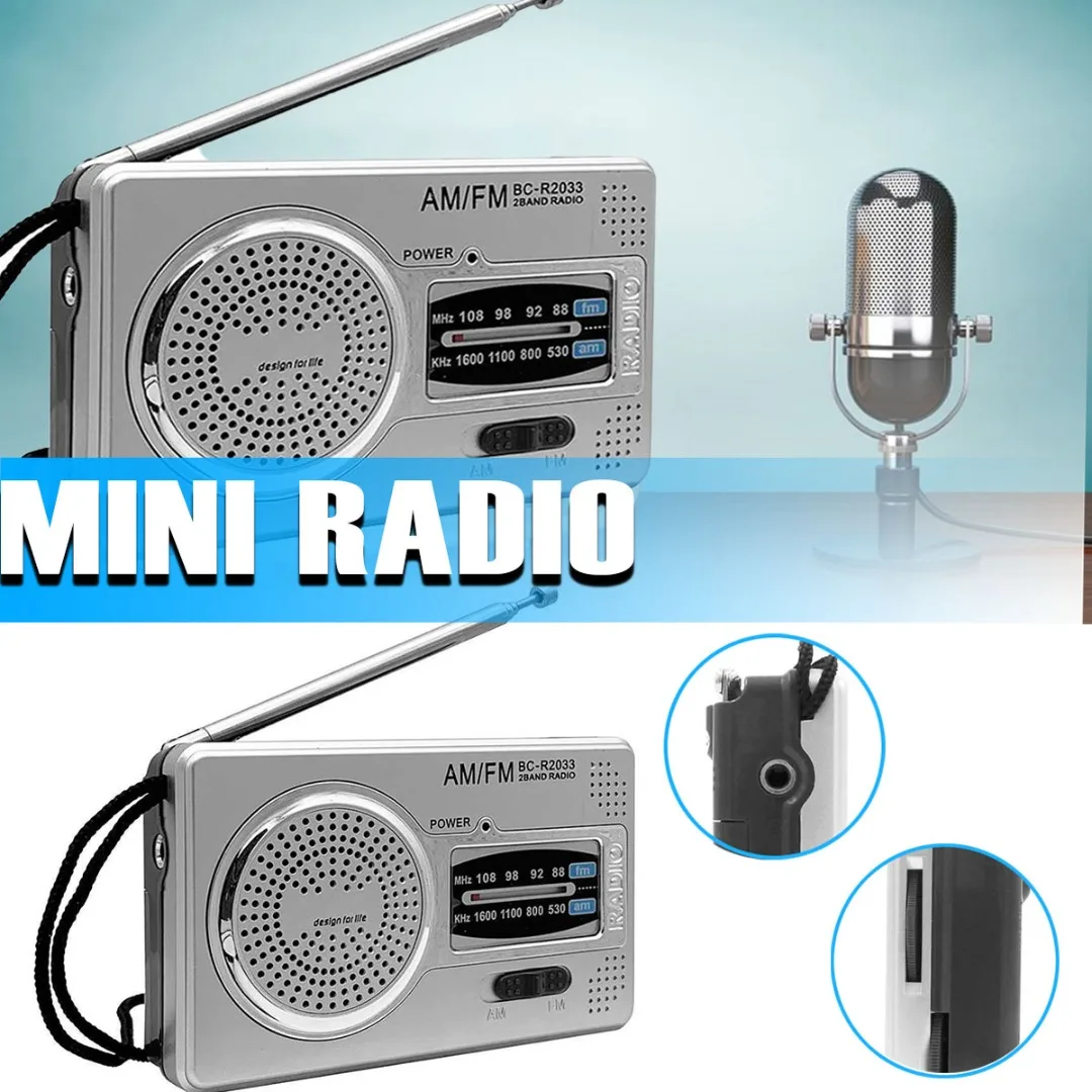 

Mayitr 1pc BC-R2033 AM FM Portable Radio Telescopic Antenna Full Band Radio Receiver For Indoor Outdoor Player