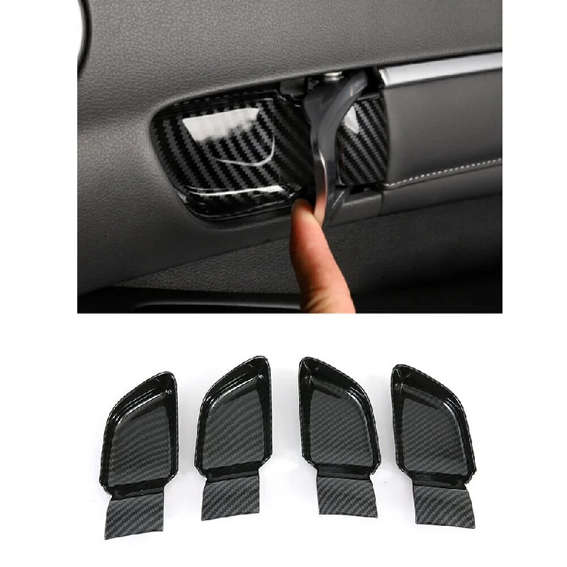 4Pcs Car Inner Door Handle Cover Catch Bowl Trim Insert Bezel Frame Carbon Fiber For Hyundai Sonata 2020 2021 Car Accessories