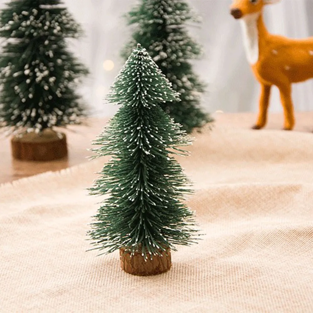 

Home Garden Mini Sisal Christmas Trees Ornament Snow Frost Small Pine XMAS Christmas Decoration 2023 DIY Assemble Crafts Plastic