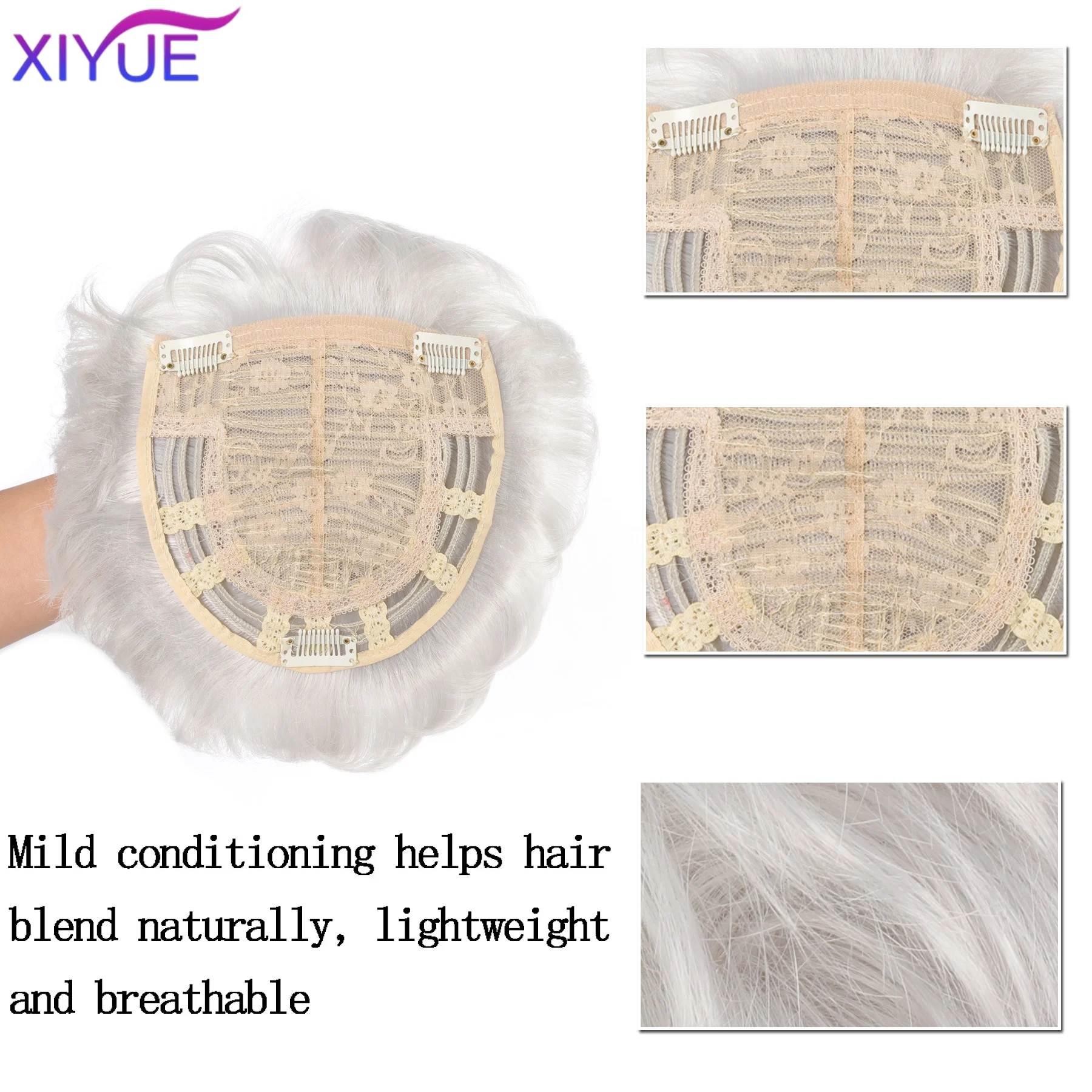 grey Blond Brown Synthetic Hair Pieces With Bangs Clip In Hair Extensions Black Hairpieces Replacement Cover White Hair For Wome