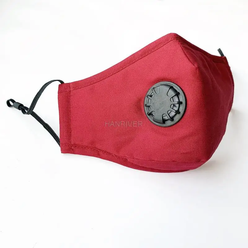 1pc Three-layer cotton cloth hanging ear type cold mask filter dustproof PM2.5 cotton cloth mask with breathing valve