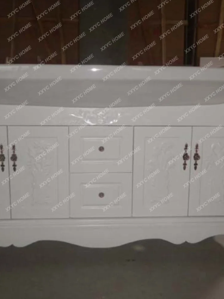 Oak PVC Washstand Washbasin Cabinet Combination European Table Basin