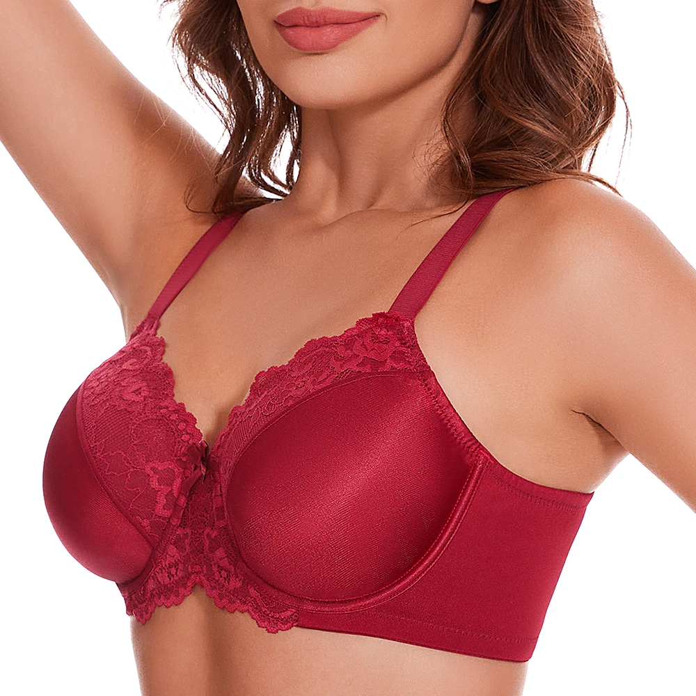 Sheroine Underwire Women Bras Lace Floral Minimizer Full Coverage Non Padded Unlined Everyday Comfort Support T-Shirt Bra_voghion.com