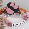 Custom Personalized Name Pacifier Chain English Letters Silicone Clips Mouse Teether Holder Soother Baby Teething Toy Chew Gift 5