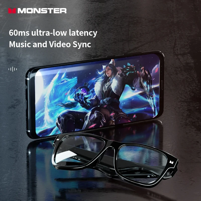 Monster S01 무선 블루투스 5.0, 야외 스포츠 선글라스 이어폰, 투명 렌즈 헤드셋, 통화 음악 안경