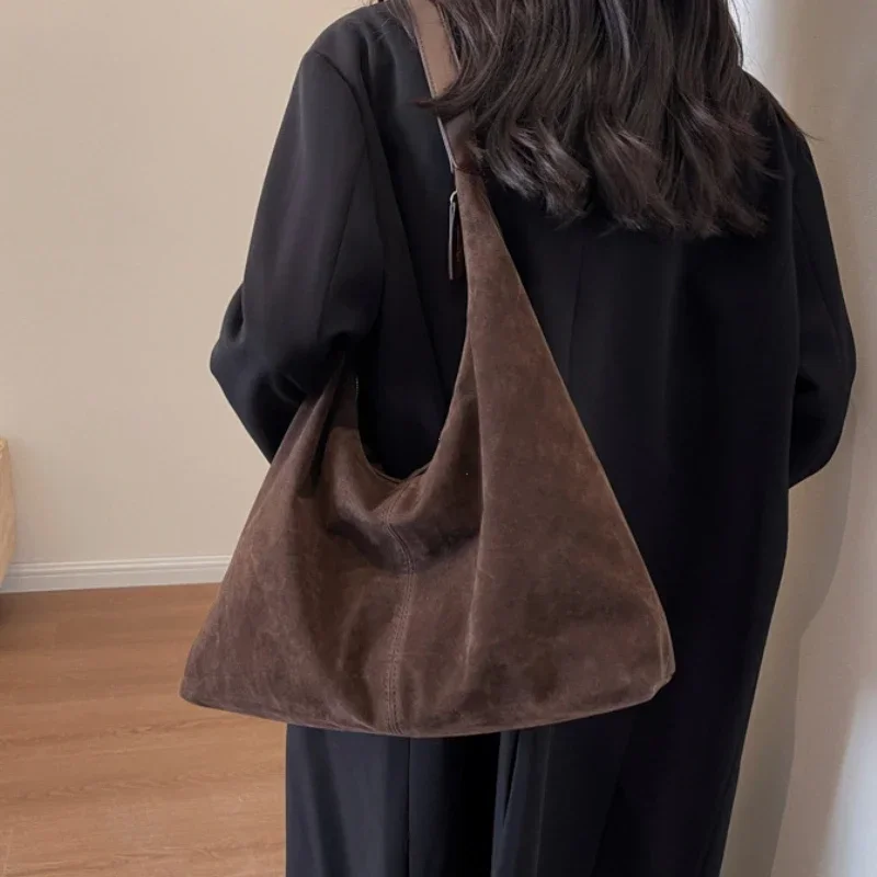 Vintage Suede Large Capacity Tote Bag - Autumn/Winter Fashion Trend