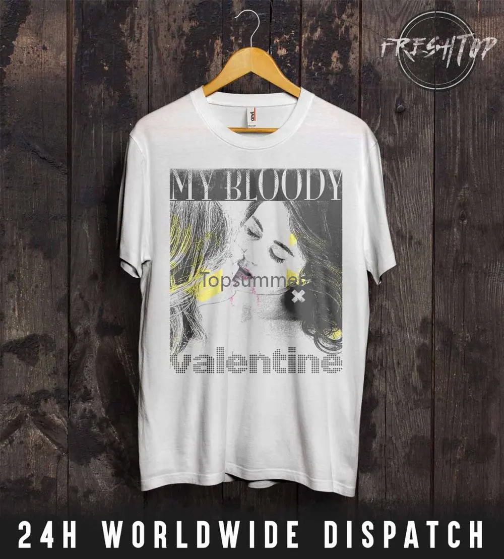 

2019 Fashion Hot My Bloody Valentine T Shirt Valentines Day Bilinda Butcher Lesbians Kissing Lgbt Tee Shirt