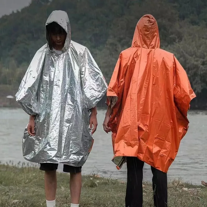 Outdoor Multifunction Raincoat Long Cycling Camping Raincoat Waterproof Thickened Jacket Survival Emergency Reflective Clothing