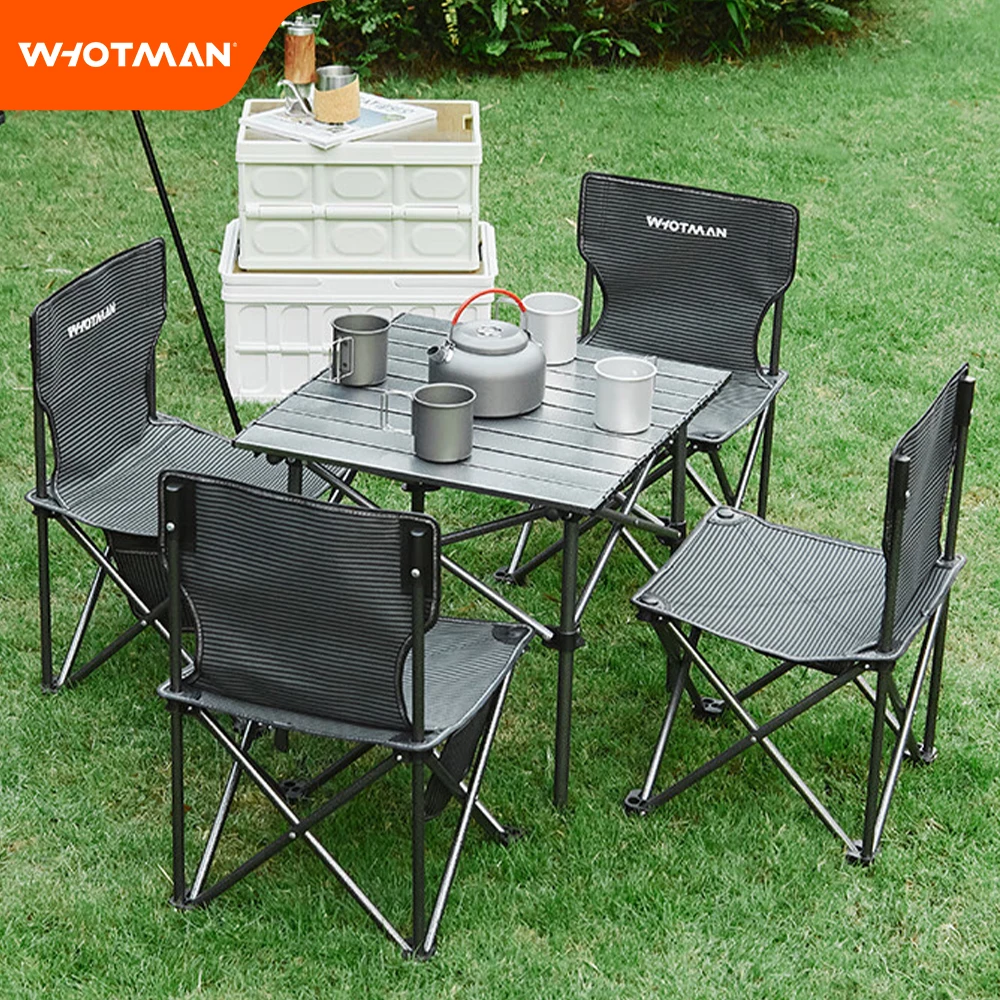 Portable Camping Table with Four Folding Chairs Set Sets Outdoor Garden Picnic Table Chair Waterproof Ultra-light Folding Desk