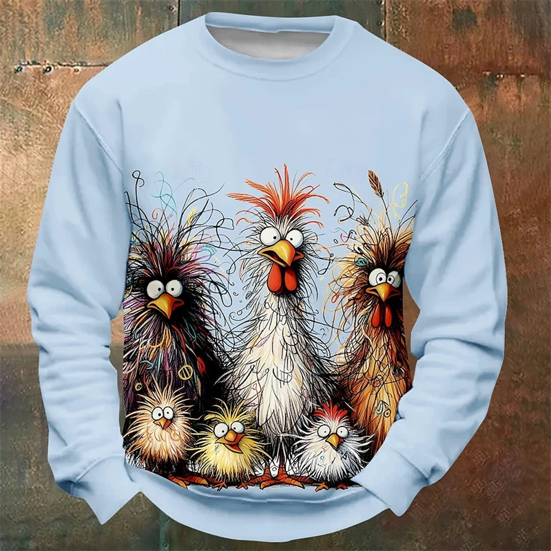 Funny Chicken Graphic Sweatshirts For Men Fashion Spring