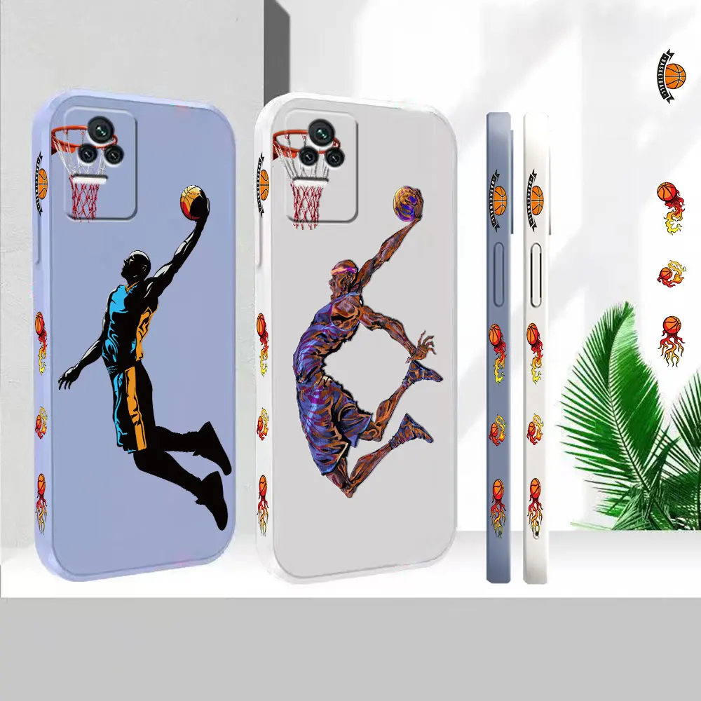 

Liquid Silicone Case For Redmi K60E K60 K50 K40S K40 K30 K20 12C 10C 9 9A 8A 8 10X 10A 10 Pro Uitra Wild Basketball Cover Funda