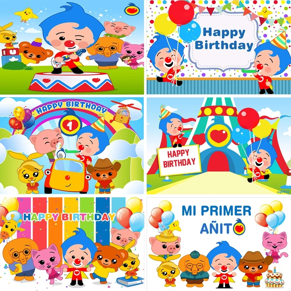 

Plim Backdrop Kids 1st Birthday Party Photography Cartoon Pig Photo Background Rainbow Vinyl Table Banner Decoration