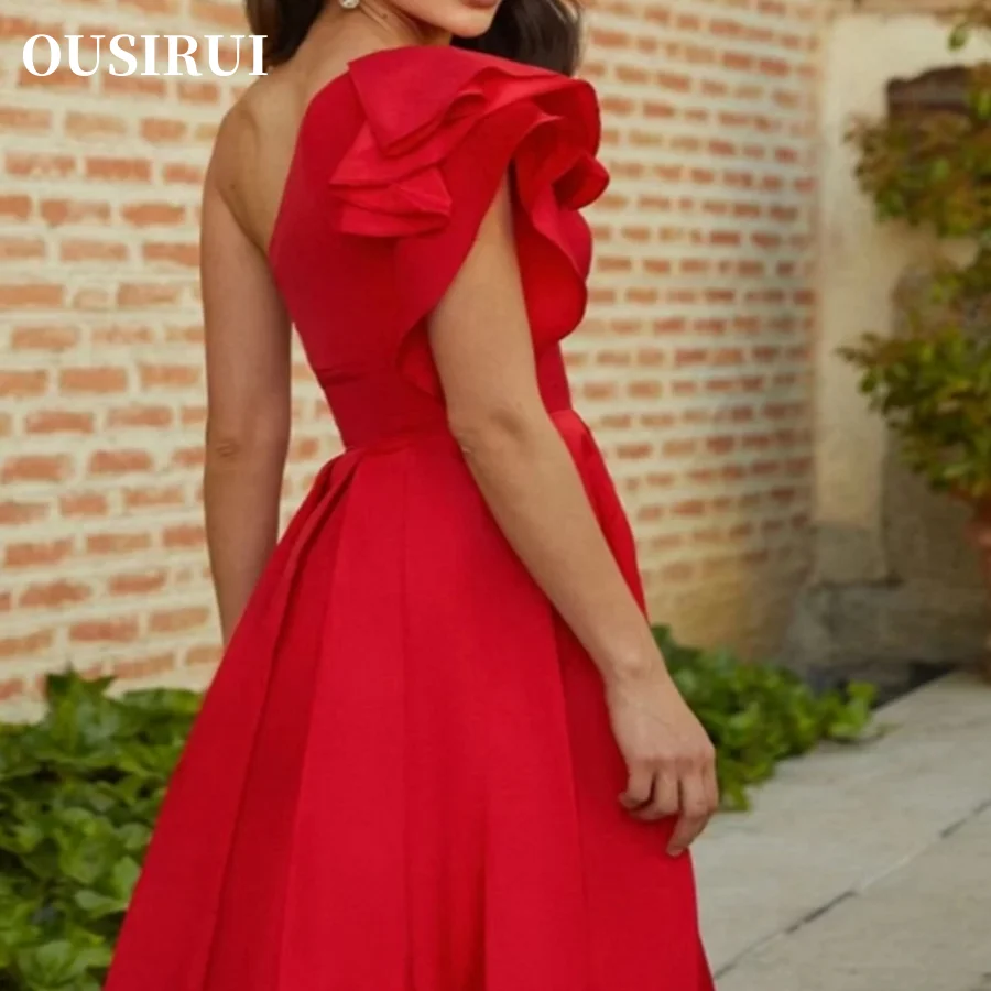 Prom Dress Formal Occasion Dresses Ruffles One Shoulder Pure Color Made Cocktail Dresses for Women Wedding Party Elegant