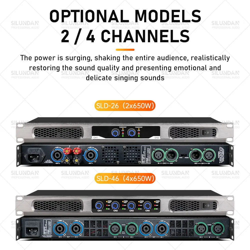 650W 4 Class D 2 4 Channels Digital Amplifier for Party Stage DJ Church Family Karaoke Outdoor