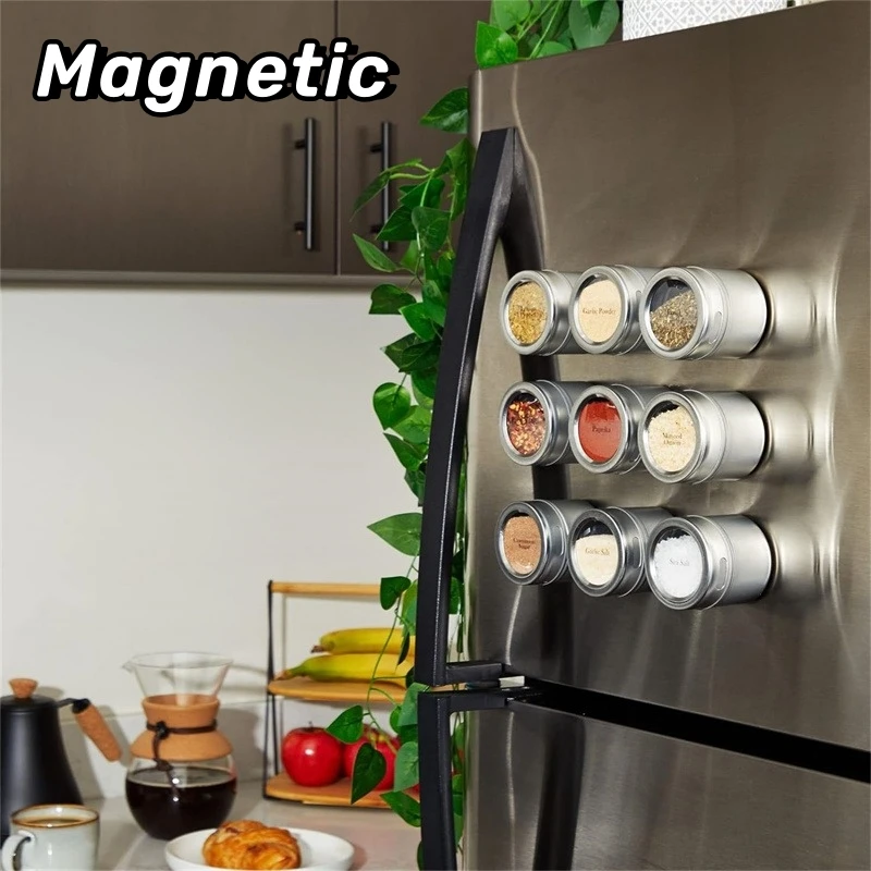 New Magnetic Spice Jar Set Stainless Steel Spice Tins Spice