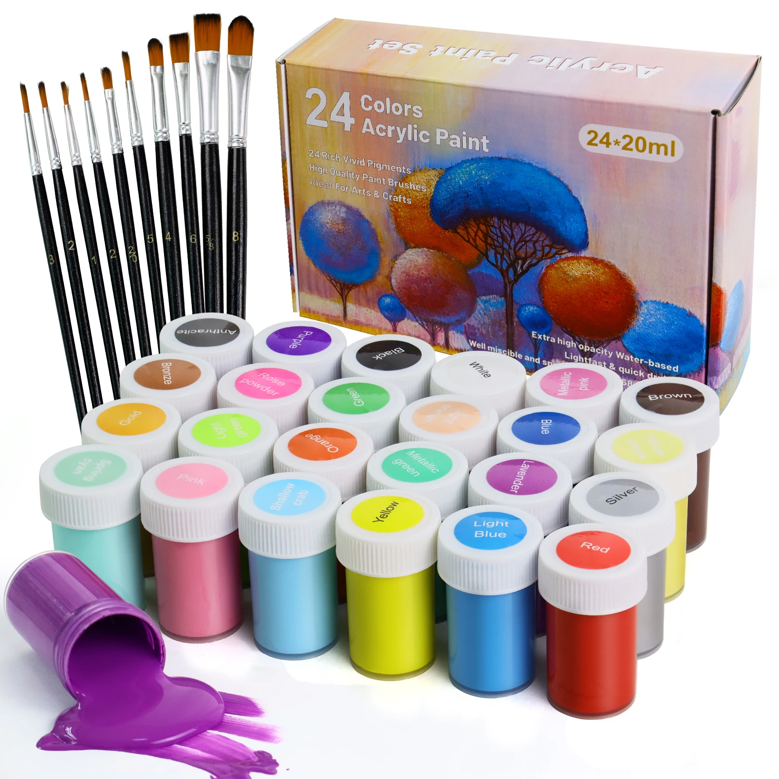 Acrylic Paint Set 24 Colors Art Craft Paint Non Toxic Perfect for