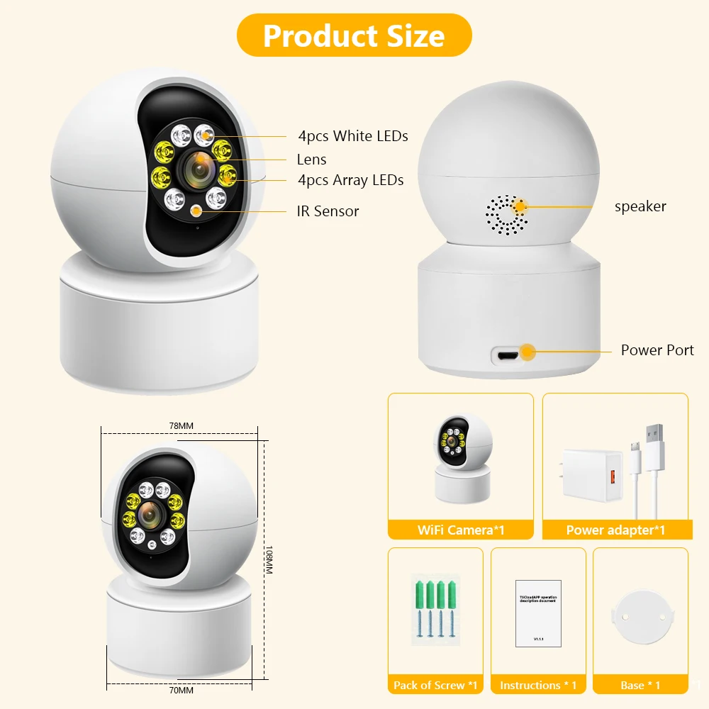 Movols 1080P PTZ IP Camera Two-way Audio WIFI Wireless Security Surveillance Cam