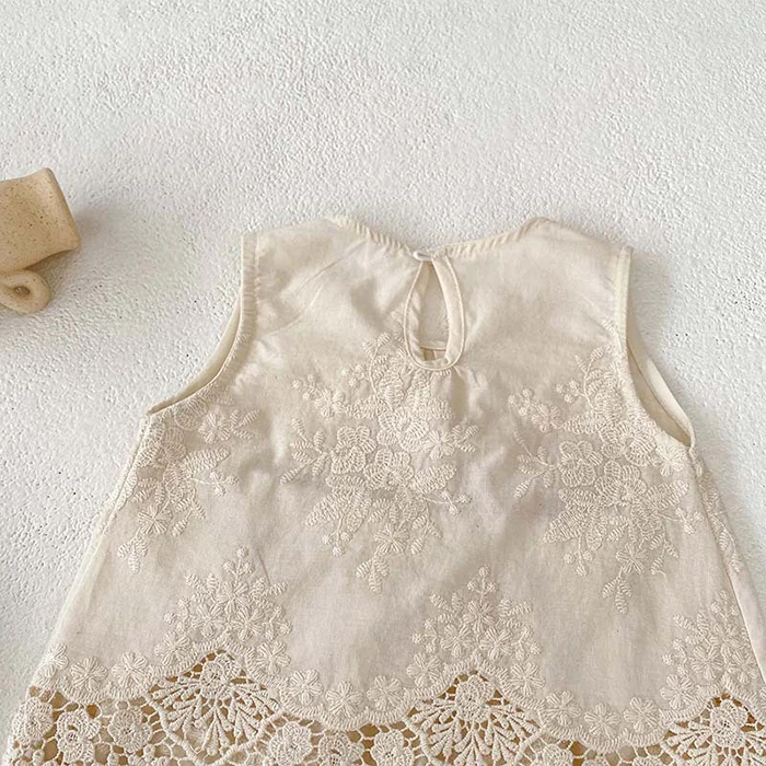 2024 New Summer Newborn Baby Girls Clothing Set Sleeveless Cotton Embroidered Vest+Pants Toddler Baby Girl Clothes Set