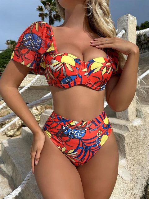 Floral Print Swimsuit Women Biquini Push Up Bikini Set Bathing Suit Women  Swimwear High Waist Bikini 2021 Swimsuit Women Bikinis - Bikinis Set -  AliExpress